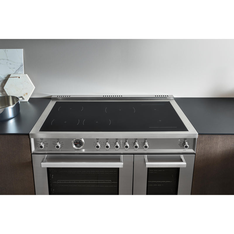 PRO486IGFEPCAT by Bertazzoni - 48 inch Induction Range, 6 Heating Zones and  Cast Iron Griddle, Electric Self-Clean Oven Carbonio