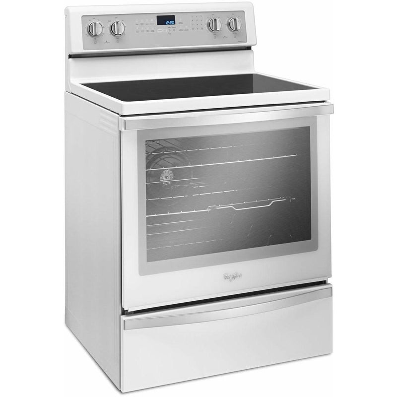 Cuisinière électrique à convection véritable 30″ GE avec four de 5 pi³  blanche (déballée)